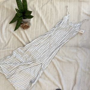 H&M Black and White Striped MIDI Dress with Slit